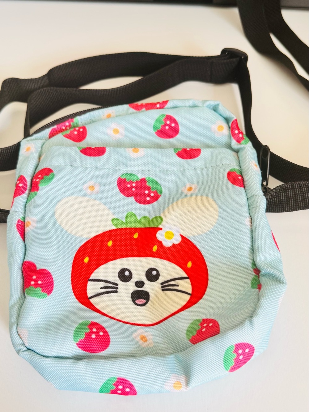 Kids Strawberry Bunny Crossbody Bag - Light Blue
